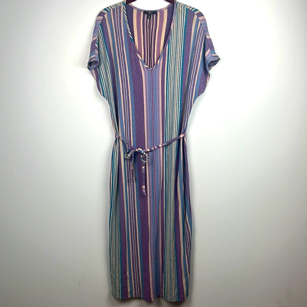 DREW Striped Maxi Dress in Purple, Teal, Pink and Cream